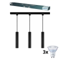 Philips - LED hämardatav rippvalgusti kaablil EASYLINK-liistsüsteemis 3xGU10/7W/230V 2200-2700K 1m must
