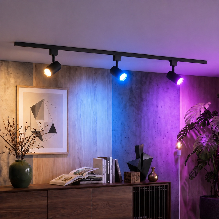 Philips - LED RGBW hämardatav suunavalgusti rööpasüsteemis EASYLINK HUE 3xGU10/4,7W/230V 2200-6500K 1m must