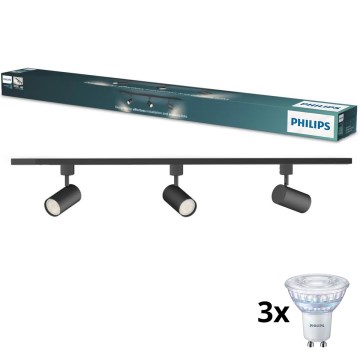 Philips - LED hämardatav suunatav valgusti siinisüsteemis EASYLINK 3xGU10/6,2W/230V 2200-2700K 1m must