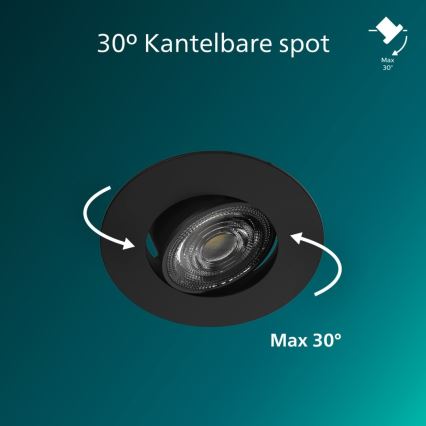 Philips - Hämardatav süvistatav laevalgusti CILANTRO LED/5W/230V 2700K must