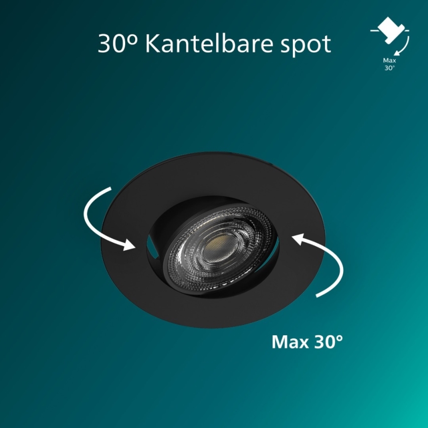 Philips - Hämardatav süvistatav laevalgusti CILANTRO LED/5W/230V 2700K must