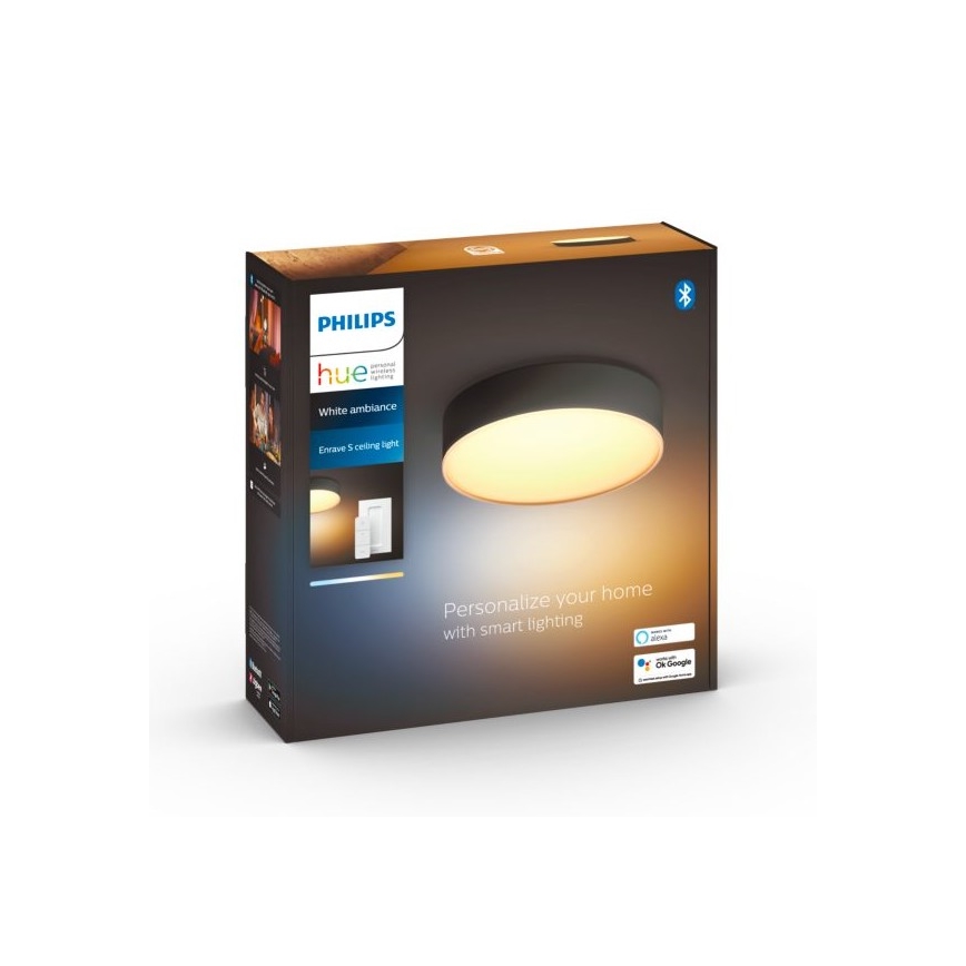 Philips - LED Hämardatav laevalgusti Hue LED/9,6W/230V 2200-6500K d. 261 mm must + kaugjuhtimispult