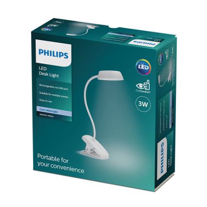 Philips - LED Hämardatav valgusti klambriga DONUTCLIP LED/3W/5V 1200 mAh CRI 90 valge