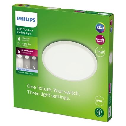 Philips - LED Hämardatav välivalgusti SUPERSLIM SCENE SWITCH LED/15W/230V IP54 valge