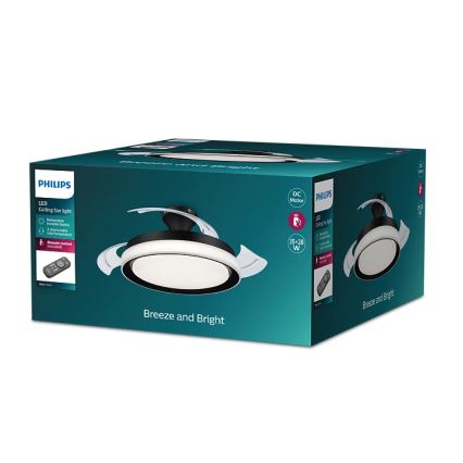 Philips - LED laelamp ventilaatoriga BLISS LED/35W/230V 5500/4000/2700K must + kaugjuhtimispult