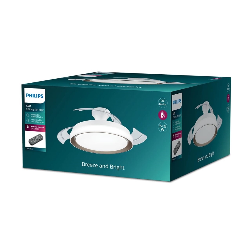 Philips - LED laelamp ventilaatoriga LED/35W/230V 5500/4000/2700K kuldne + kaugjuhtimispult