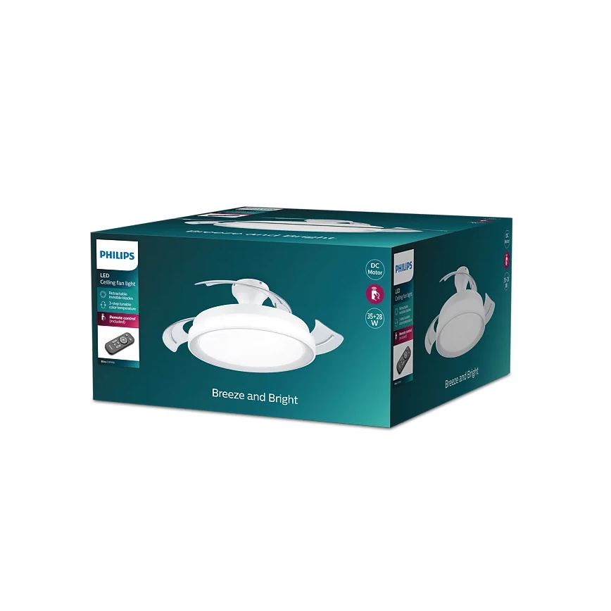Philips - LED Laevalgusti ventilaatoriga BLISS LED/35W/230V 5500/4000/2700K valge + kaugjuhtimispult