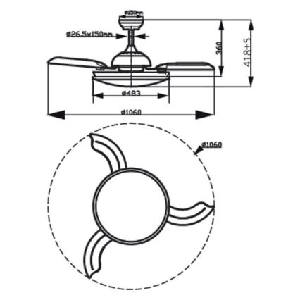 Philips - LED Laeventilaator LED/35W/230V 5500/4000/2700K + kaugjuhtimispult