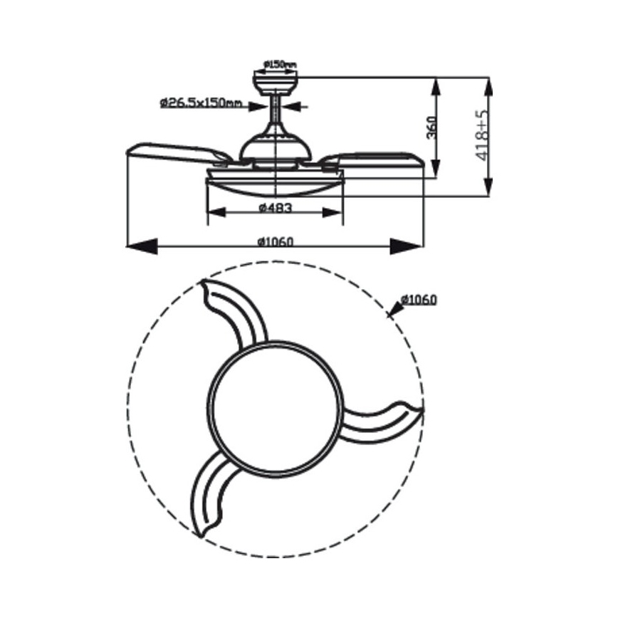 Philips - LED Laeventilaator LED/35W/230V 5500/4000/2700K + kaugjuhtimispult