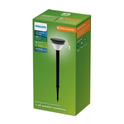 Philips - LED-päikeselamp anduriga KYNA LED/3,8W/3,7V 800 mAh 2700K IP44 must