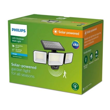 Philips -  LED Päikesepaneeliga sein prožektor koos liikumis- ja hämardusanduriga NYSIL 3xLED/8,7W/3,7V 2000 mAh IP65