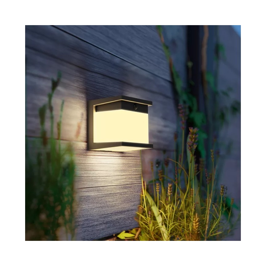 Philips - LED päikesepaneeliga seinavalgusti anduriga DIARA LED/3,8W/3,7V 800 mAh 2700K IP44 must