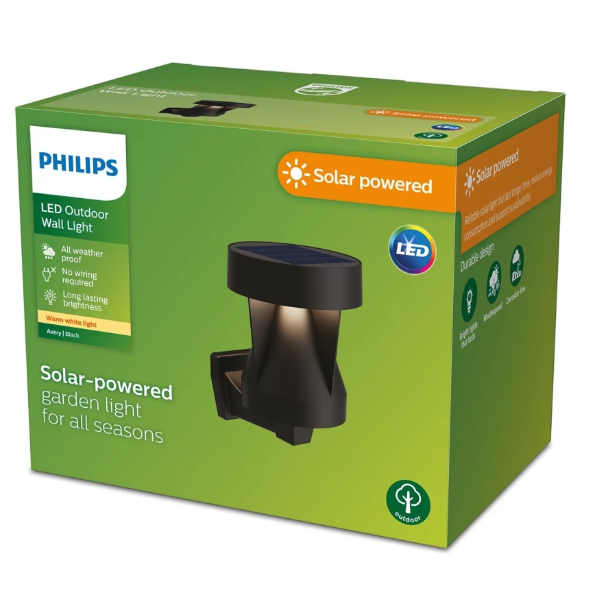 Philips - LED Päikesepaneeliga seinavalgusti AVERY LED/1,8W/3,7V 2600 mAh 2700K IP44