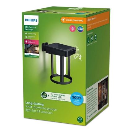 Philips - LED Päikesepaneeliga seinavalgusti koos anduriga CAMILL LED/1,4W/3,7V IP44