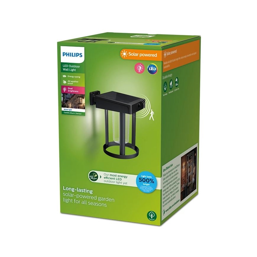 Philips - LED Päikesepaneeliga seinavalgusti koos anduriga CAMILL LED/1,4W/3,7V 2000 mAh IP44