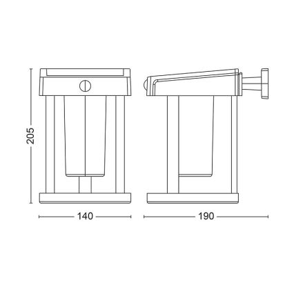 Philips - LED Päikesepaneeliga seinavalgusti koos anduriga CAMILL LED/1,4W/3,7V 2000 mAh IP44