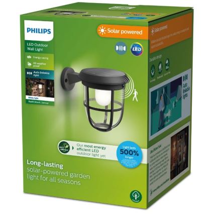 Philips - LED Päikesepaneeliga seinavalgusti koos anduriga RADII LED/1,3W/3,7V 2000 mAh 3000K IP44