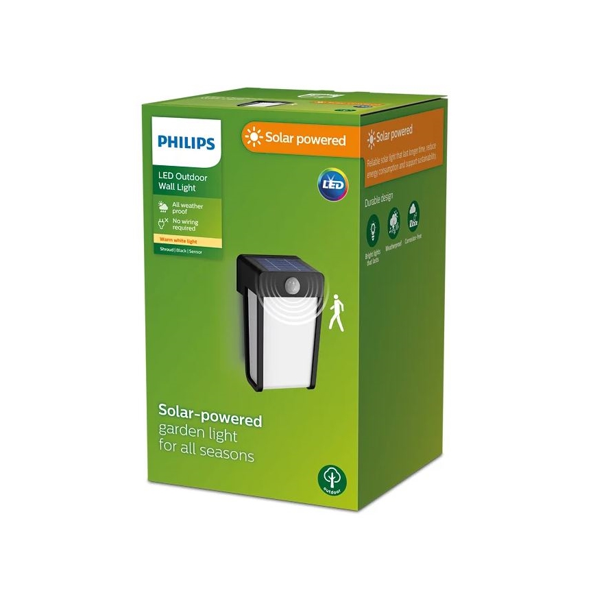 Philips - LED Päikesepaneeliga seinavalgusti koos anduriga SHROUD LED/2,3W/3,7V 600 mAh IP44