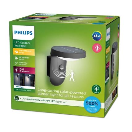 Philips - LED Päikesepaneeliga seinavalgusti koos anduriga LED/1,2W/4V 1800 mAh 3000K IP44