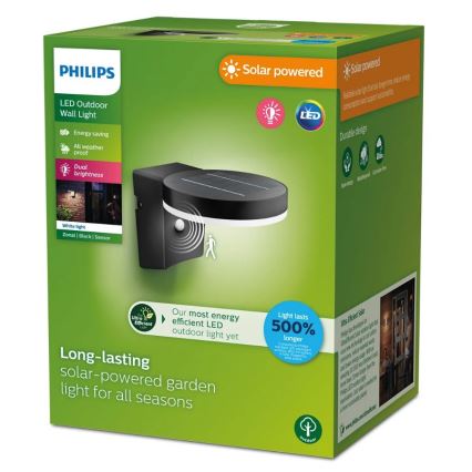 Philips - LED Päikesepaneeliga seinavalgusti liikumis- ja hämarusanduriga ZONAL LED/1,3W/3,7V 2500 mAh IP44