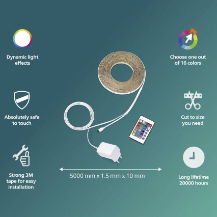 Philips - LED RGBW Dimmable Klee 5m LED/12W/230V + Kaugjuht