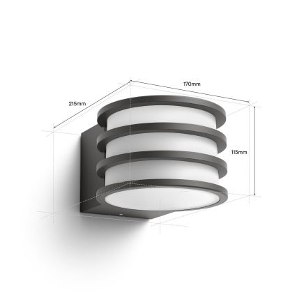 Philips - RGB-LED hämardatav väline seinavalgusti Hue LUCCA 1xE27/8,1W/230V 1000-20000K IP44