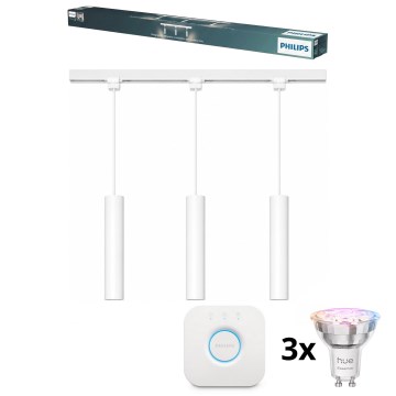 Philips - LED RGBW hämardatav kaabliga rippvalgusti EASYLINK HUE liistsüsteemi jaoks 3xGU10/4,7W/230V 2200-6500K 1m valge + Hue bridge