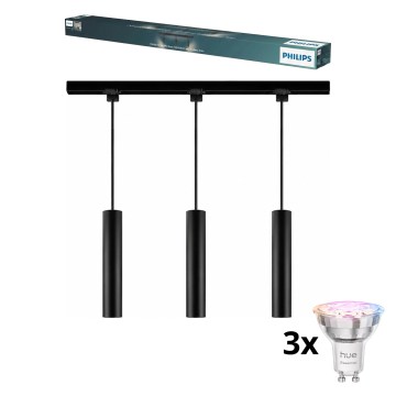 Philips - LED RGBW hämardatav kaabliga rippvalgusti liistvalgustussüsteemis EASYLINK HUE 3xGU10/4,7W/230V 2200-6500K 1m must