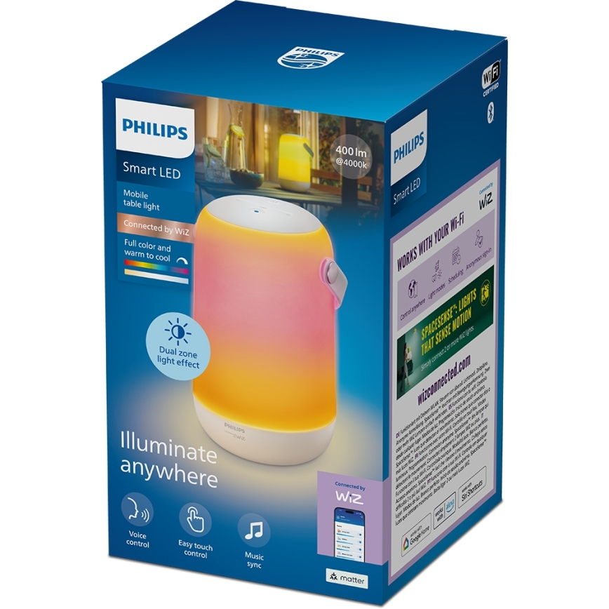 Philips - LED RGBW hämardatav kaasaskantav puutetundlik lauavalgusti SMART LED/13,5W/3,6V 2200-6500K Wi-Fi 1800 mAh