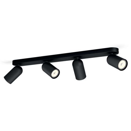 Philips - LED RGBW hämardatav suunavalgusti PONGEE 4xGU10/4,8W/230V 3000K must + kaugjuhtimispult