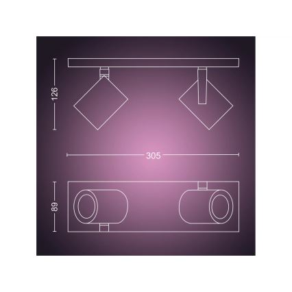 Philips - LED RGBW Hämardatav kohtvalgusti Hue ARGENTA 2xGU10/4,2W/230V 2000-6500K