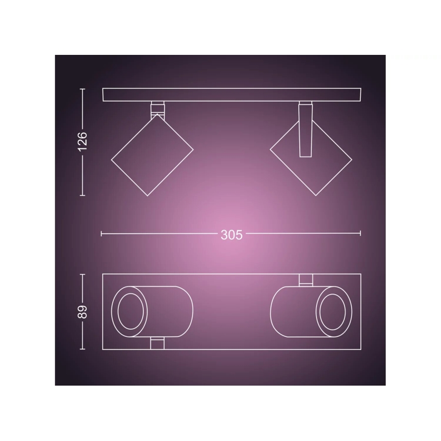 Philips - LED RGBW Hämardatav kohtvalgusti Hue ARGENTA 2xGU10/4,2W/230V 2000-6500K