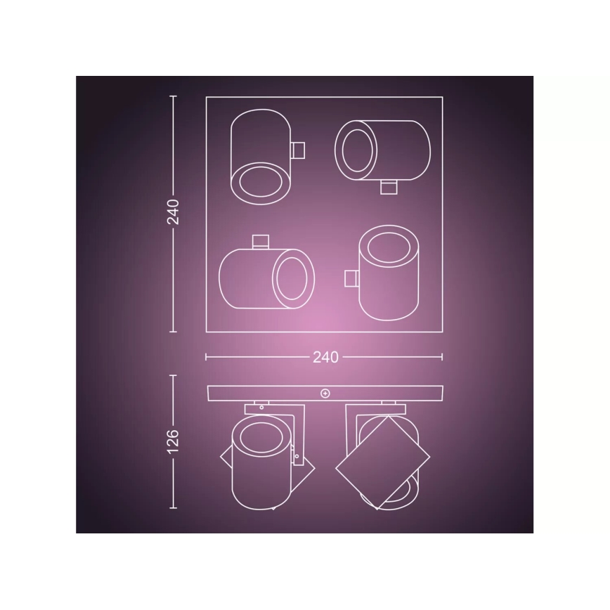 Philips - LED RGBW Hämardatav kohtvalgusti Hue ARGENTA 4xGU10/4,2W/230V 2000-6500K