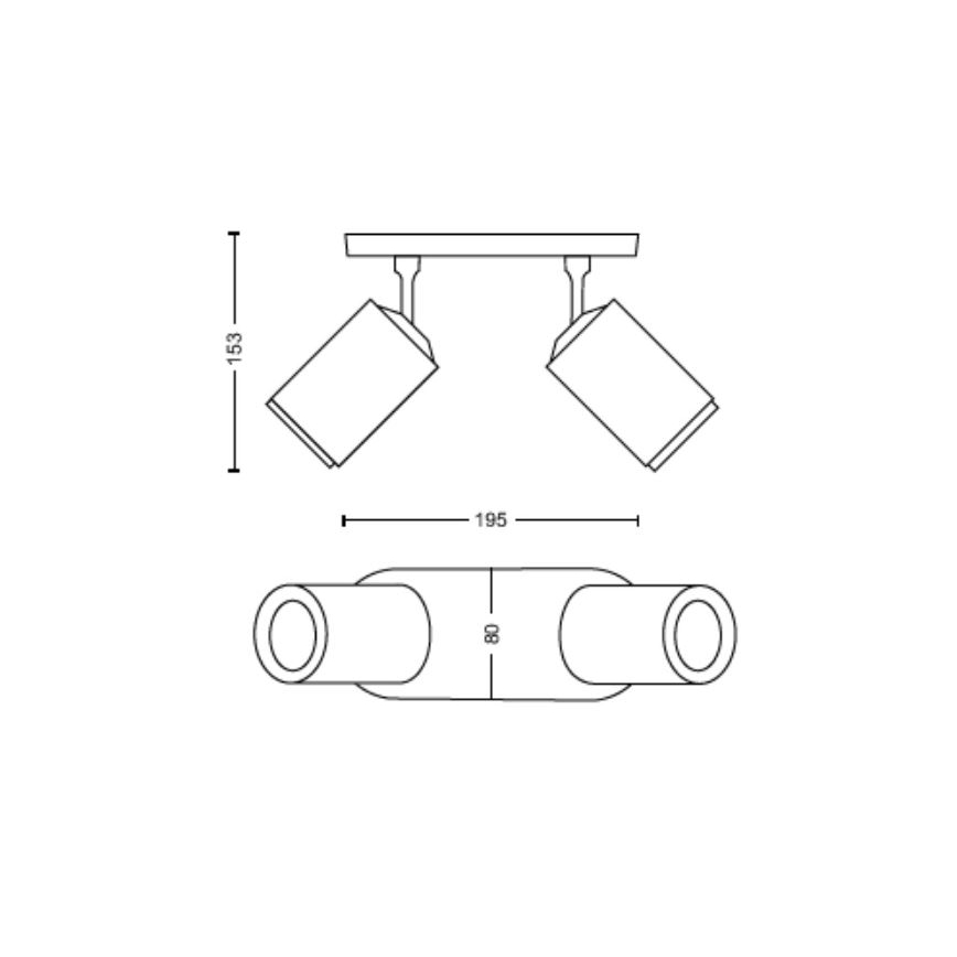 Philips - LED RGBW Hämardatav kohtvalgusti Hue FUGATO 2xGU10/4,2W/230V 2000-6500K must