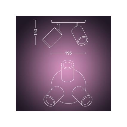 Philips - LED RGBW Hämardatav kohtvalgusti Hue FUGATO 3xGU10/4,2W/230V 2000-6500K must