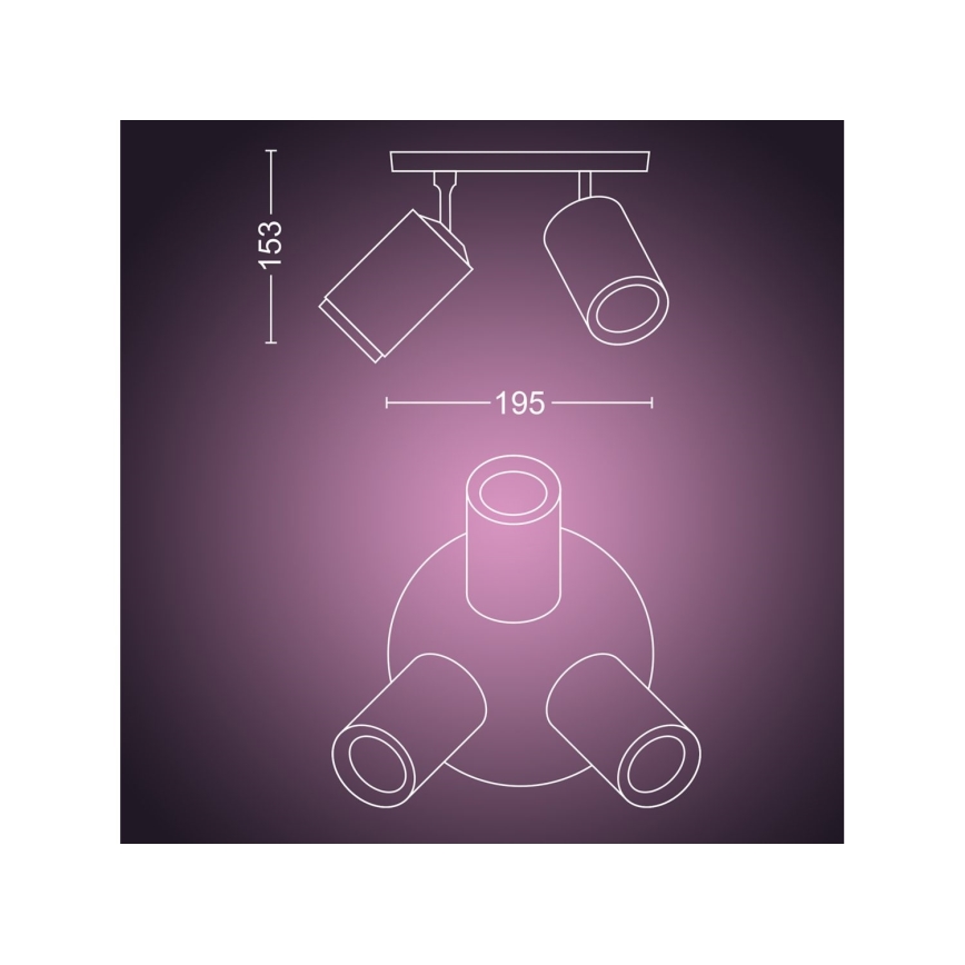 Philips - LED RGBW Hämardatav kohtvalgusti Hue FUGATO 3xGU10/4,2W/230V 2000-6500K must