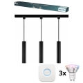 Philips - LED RGBW hämardatav rippvalgusti kaablil liistussüsteemis EASYLINK HUE 3xGU10/4,7W/230V 2200-6500K 1m must + Hue bridge