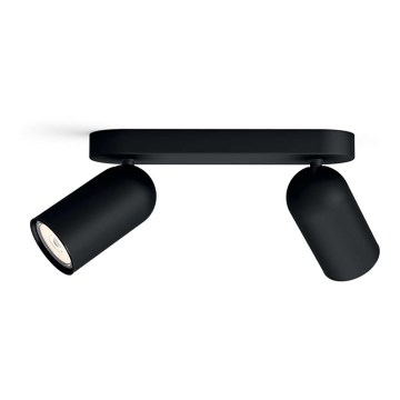 Philips - LED RGBW hämardatav sihtvalgusti PONGEE 2xGU10/4,8W/230V 3000K must + kaugjuhtimispult