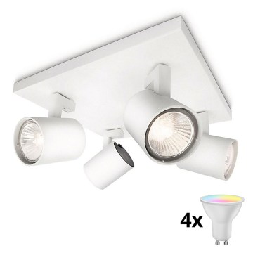 Philips - LED RGBW hämardatav spottvalgusti RUNNER 4xGU10/6,5W/230V 2700-6500K valge