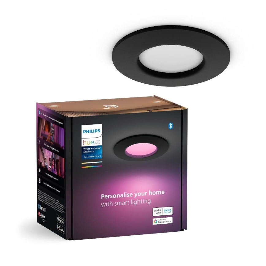 Philips - LED RGBW Hämardatav süvistatav valgusti vannituppa Hue SLIM LED/8,3W/230V 2000-6500K IP44 must