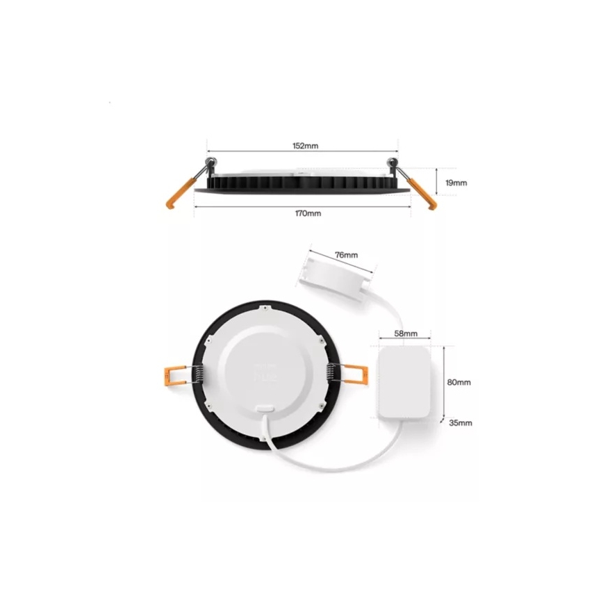 Philips - LED RGBW hämardatav vannitoa sissepaigaldatav laevalgusti Hue SLIM LED/12W/230V 1000-20000K must IP44