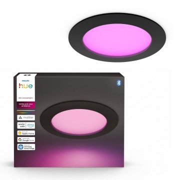 Philips - LED RGBW hämardatav vannitoa sissepaigaldatav laevalgusti Hue SLIM LED/12W/230V 1000-20000K must IP44