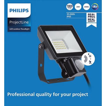 Philips - LED Väli prožektor anduriga PROJECTLINE LED/20W/230V IP65 3000K