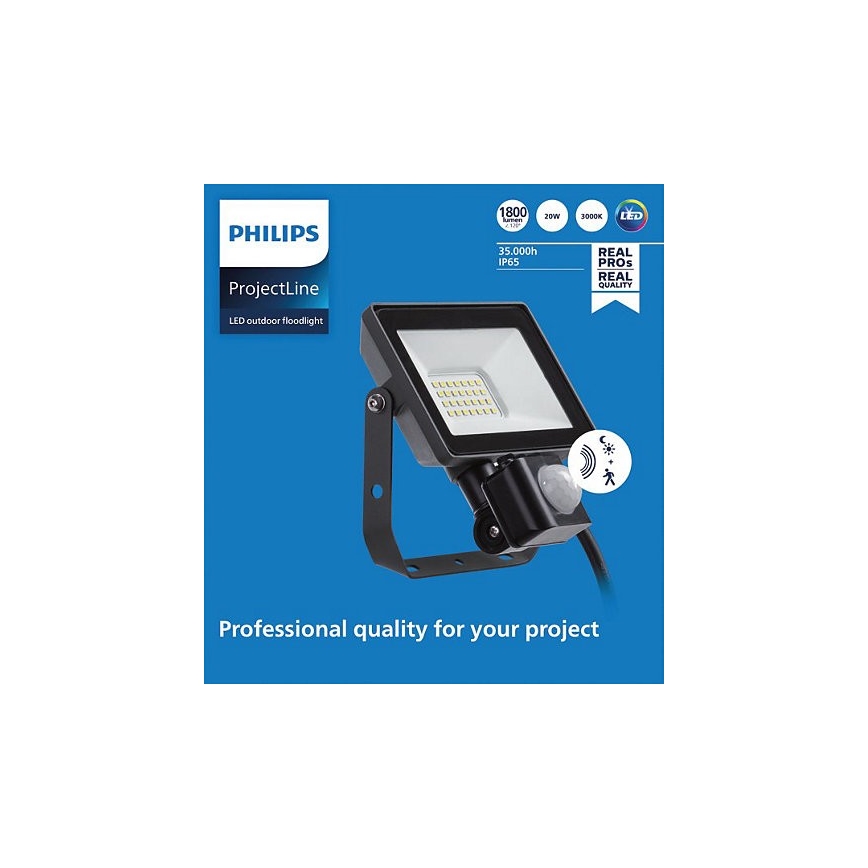 Philips - LED Väli prožektor anduriga PROJECTLINE LED/20W/230V IP65 3000K