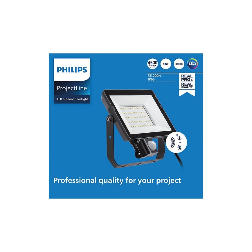 Philips - LED Väli prožektor anduriga PROJECTLINE LED/50W/230V IP65 3000K
