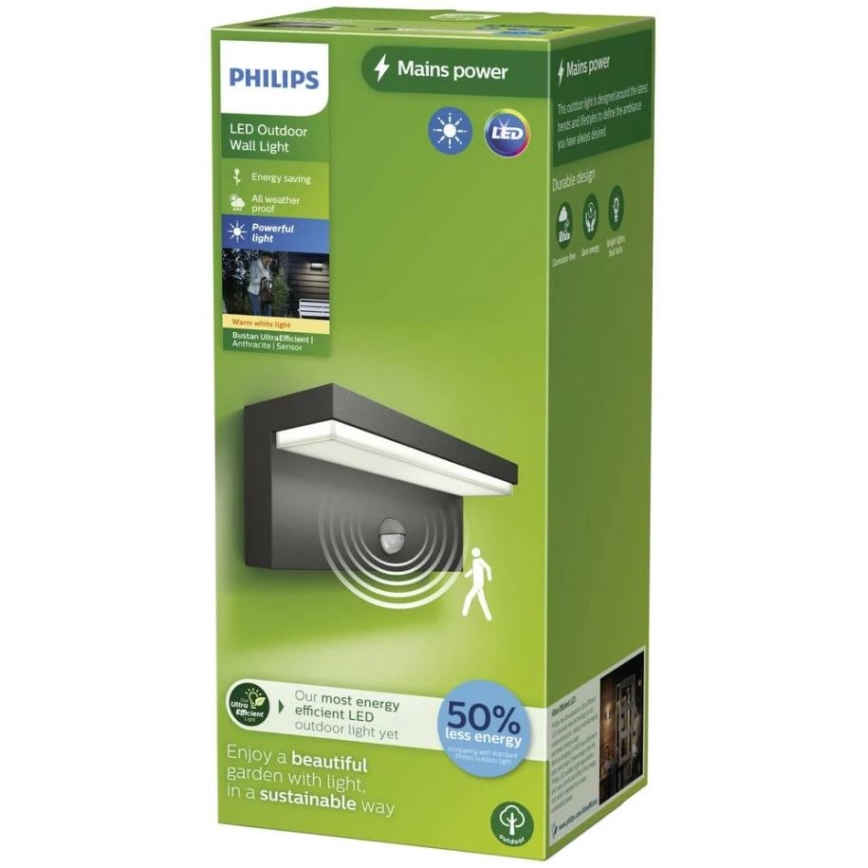 Philips - LED Väli seinavalgusti koos anduriga BUSTAN LED/3,8W/230V 2700K IP44