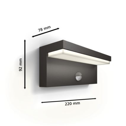 Philips - LED Väli seinavalgusti koos anduriga BUSTAN LED/3,8W/230V 2700K IP44