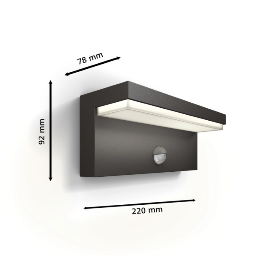 Philips - LED Väli seinavalgusti koos anduriga BUSTAN LED/3,8W/230V 2700K IP44
