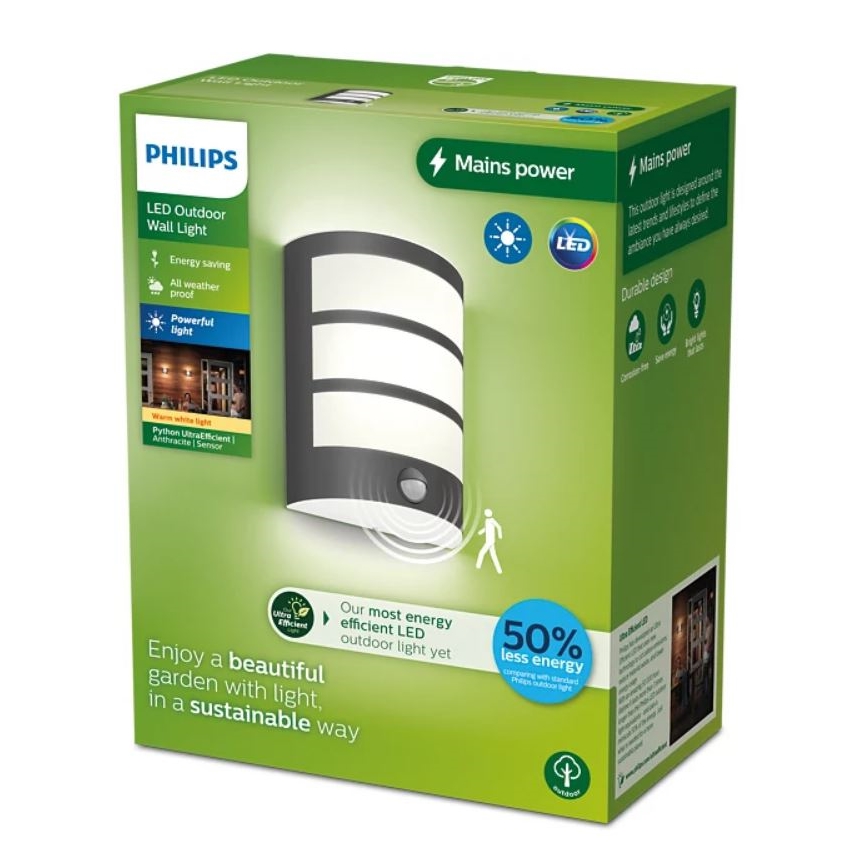 Philips - LED Väli seinavalgusti koos anduriga PYTHON LED/3,8W/230V IP44