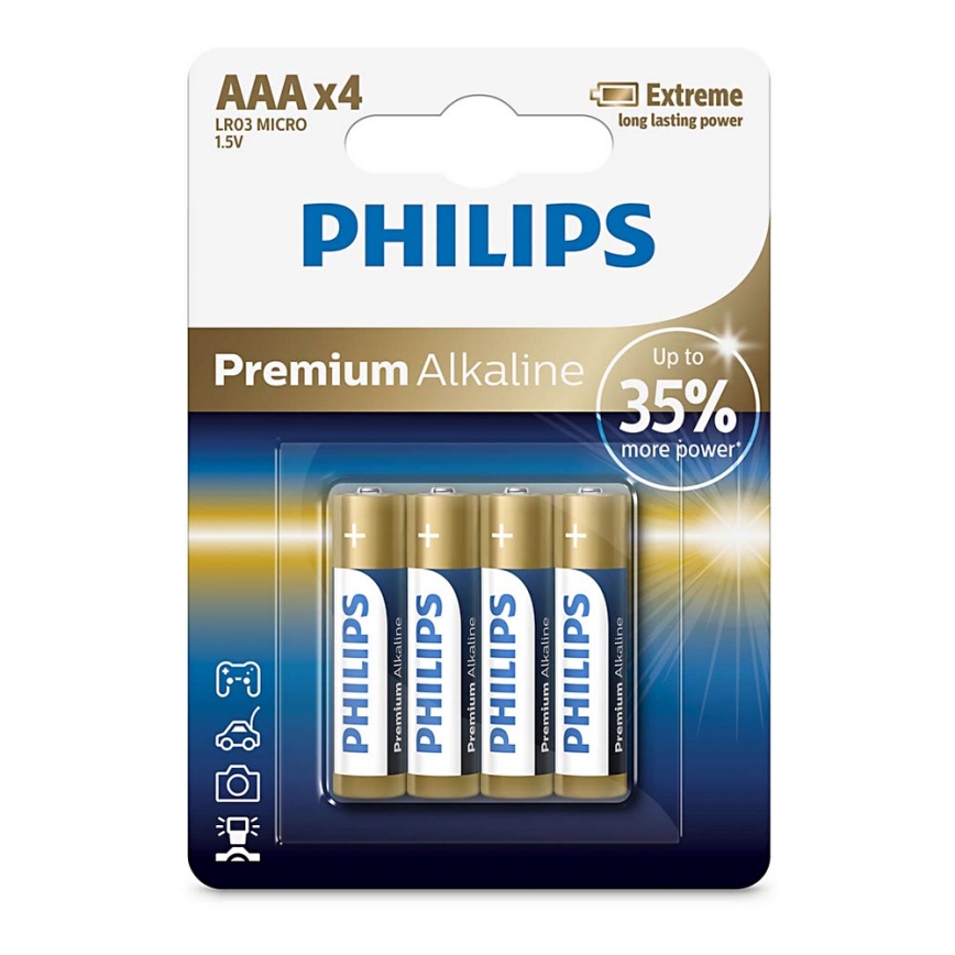 Philips LR03M4B/10-4 tk leelispatareid AAA PREMIUM ALKALINE 1,5V 1320mAh